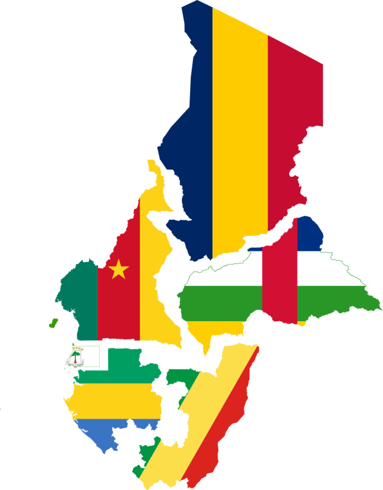 Flag map of the Central African CFA franc