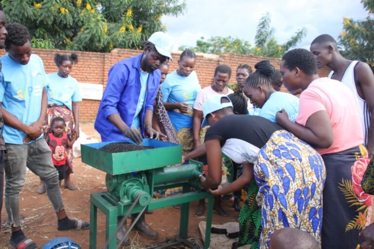 The briquettes manufacturing process at Mtandire in Lilongwe