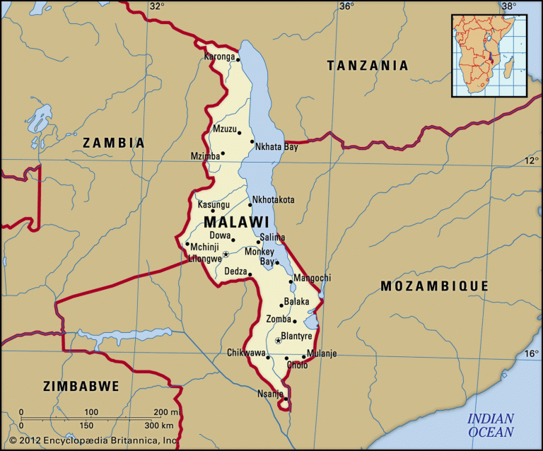Malawi map boundaries cities locator jpg